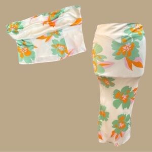 NWOT Fashion Boutique Floral Satin Set